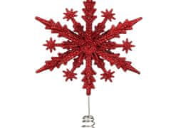LAALU.cz Božično drevo konica snežinke rdeča plastika 23 cm