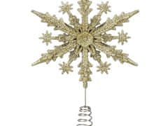 LAALU.cz Božično drevo konica snežinke zlata plastika 23 cm