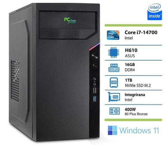 PCplus e-office namizni računalnik, i7-14700, 16GB, SSD1TB, W11P (145704)