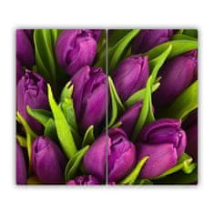 tulup.si Steklena podloga za rezanje Vijolična tulipani 2x30x52 cm