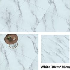 Netscroll Samolepilne talne in stenske nalepke z videzom marmorja, trpežne, enostavne za namestitev, črno-bele, paket 10 kosov, 30x30cm, FloorMarble, bela