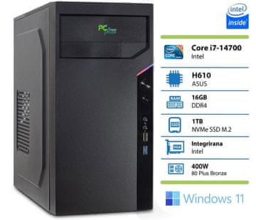 PCplus e-office namizni računalnik, i7-14700, 16GB, SSD1TB, W11H (145703)