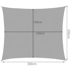 Volino Senčno jadro 3x2m siva Mx