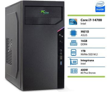 PCplus e-office namizni računalnik, i7-14700, 16GB, SSD1TB, DOS (145705)