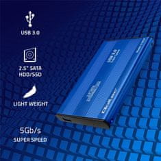 shumee Qoltec aluminijasto ohišje | trdi disk SSD 2,5" SATA3 | USB 3.0 | modro