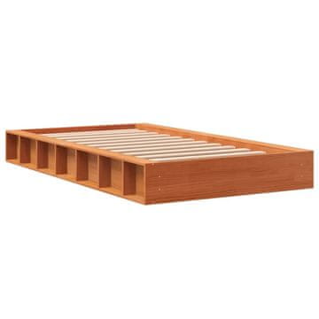 Vidaxl Posteljni okvir brez vzmetnice voščeno rjav 90x200 cm borovina