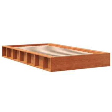 Vidaxl Posteljni okvir brez vzmetnice voščeno rjav 75x190 cm borovina