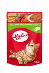 Hau&Miau Mokra hrana za mačke - Teletina in zelenjava v želeju 24x100g