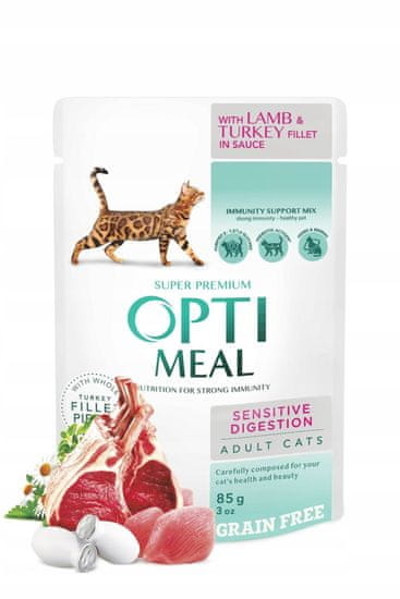 OptiMeal Sensitive digestion mokra hrana za mačke - jagnjetina/indica 12x85g