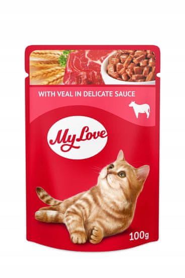 Hau&Miau mokra hrana za odrasle mačke - telečje meso v omaki 24x100g