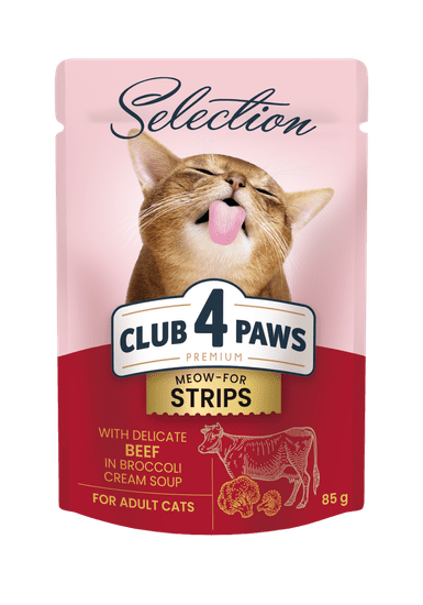 Club4Paws Premium  mokra hrana za mačke - Govedina v brokolijevi kremni juhi