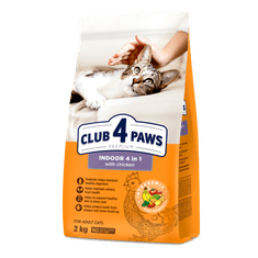 Club4Paws Premium suha hrana za domače mačke INDOOR s piščancem 2 kg