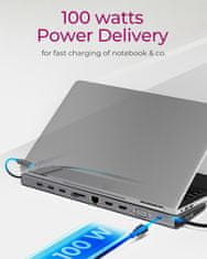 IcyBox IB-DK2106-C priklopna postaja s Power Delivery 100W in 3 video izhodi
