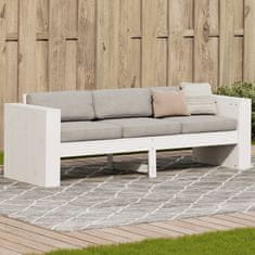 Greatstore Vrtni kavč trosed bel 189x60x62 trdna borovina