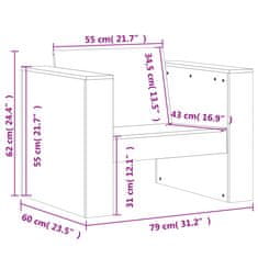 Greatstore Vrtni kavč 79x60x62 cm trden les douglas