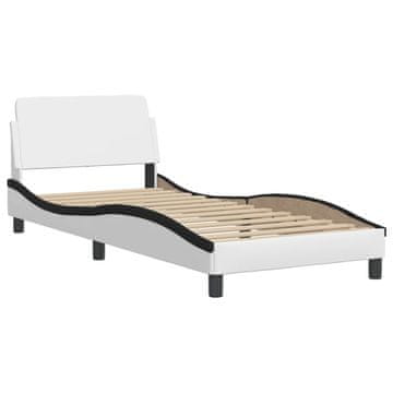 Vidaxl Posteljni okvir Dover bel in črn 90x190 cm umetno usnje