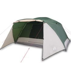 Greatstore Šotor za kampiranje za 4 osebe zelen 350x280x155 cm 190T taft