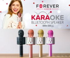 Forever BMS-300 LITE mikrofon & zvočnik, KARAOKE, Bluetooth, microSD, AUX, baterija, roza zlat (Rose Gold)