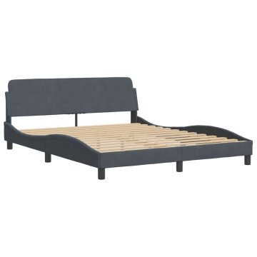 Vidaxl Posteljni okvir Dover temno siv 160x200 cm žamet