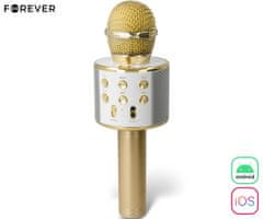 Forever BMS-300 LITE mikrofon & zvočnik, KARAOKE, Bluetooth, microSD, AUX, baterija, zlat (Honey Gold)