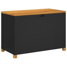 Vidaxl Vrtna škatla za shranjevanje črna 110x55x63 cm PE ratan akacija