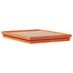 Greatstore LED posteljni okvir voščeno rjav 160x200 cm trdna borovina