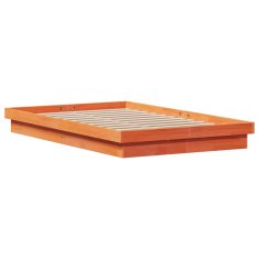 Greatstore LED posteljni okvir voščeno rjav 140x200 cm trdna borovina