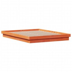 Greatstore LED posteljni okvir voščeno rjav 150x200 cm trdna borovina