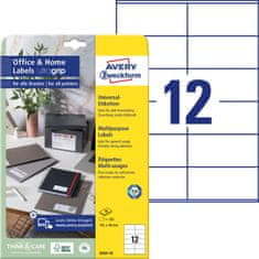 Avery Zweckform univerzalne etikete 3424-10, 105 x 48 mm, Ultragrip, 120 etiket/zavitek, A4, za tiskanje