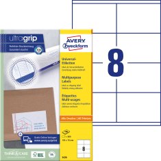 Avery Zweckform univerzalne etikete 3426, 105 x 70 mm, Ultragrip, 800 etiket/zavitek, A4, za tiskanje