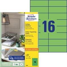 Avery Zweckform etikete 3454, 105 x 37 mm, zelene, 1600 etiket/zavitek, A4, za tiskanje