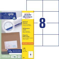 Avery Zweckform univerzalne etikete 3427, 105 x 74 mm, Ultragrip, 800 etiket/zavitek, A4, za tiskanje