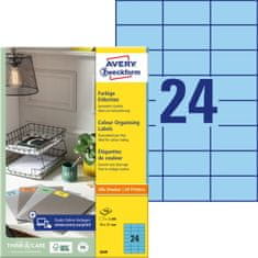 Avery Zweckform etikete 3449, 70 x 37 mm, modre, 2400 etiket/zavitek, A4, za tiskanje