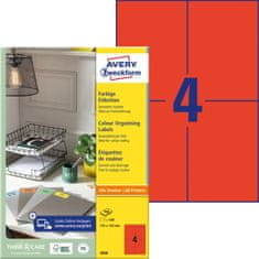 Avery Zweckform etikete 3456, 105 x 148 mm, rdeče, 400 etiket/zavitek, A4, za tiskanje