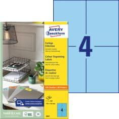 Avery Zweckform etikete 3457, 105 x 148 mm, modre, 400 etiket/zavitek, A4, za tiskanje