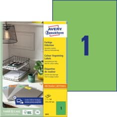 Avery Zweckform etikete 3472, 210 x 297 mm, zelene, 100 etiket/zavitek