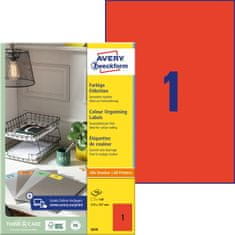 Avery Zweckform etikete 3470, 210 x 297 mm, rdeče, 100 etiket/zavitek, A4, za tiskanje