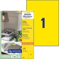 Avery Zweckform etikete 3473, 210 x 297 mm, rumene, 100 etiket/zavitek