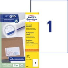 Avery Zweckform univerzalne etikete 3478, 210 x 297 mm, Ultragrip, 100 etiket/zavitek, A4, za tiskanje
