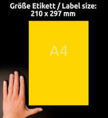 Avery Zweckform etikete 3473, 210 x 297 mm, rumene, 100 etiket/zavitek, A4, za tiskanje