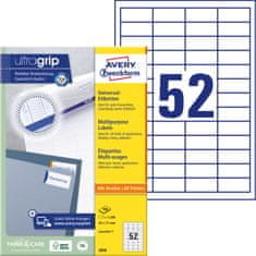 Avery Zweckform univerzalne etikete 3650, 48 x 21 mm, Ultragrip, 5200 etiket/zavitek, A4, za tiskanje