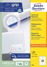 Avery Zweckform univerzalne etikete 3477, 105 x 41 mm, Ultragrip, 1400 etiket/zavitek, A4, za tiskanje
