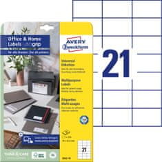 Avery Zweckform univerzalne etikete 3652-10, 70 x 42.3 mm, Ultragrip, 210 etiket/zavitek, A4, za tiskanje