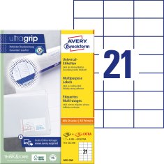 Avery Zweckform univerzalne etikete 3652-200, 70 x 42.3 mm, Ultragrip, 4200 + 420 brezplačnih etiket/zavitek, A4, za tiskanje