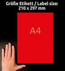 Avery Zweckform etikete 3470, 210 x 297 mm, rdeče, 100 etiket/zavitek