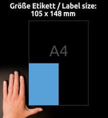 Avery Zweckform etikete 3457, 105 x 148 mm, modre, 400 etiket/zavitek, A4, za tiskanje