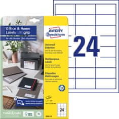 Avery Zweckform univerzalne etikete 3658-10, 64.6 x 33.8 mm, Ultragrip, 240 etiket/zavitek, A4, za tiskanje