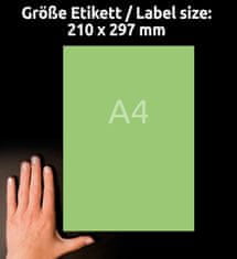 Avery Zweckform etikete 3472, 210 x 297 mm, zelene, 100 etiket/zavitek, A4, za tiskanje