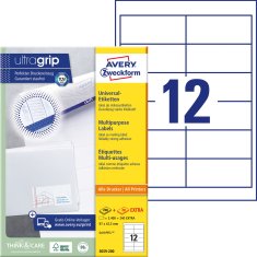 Avery Zweckform univerzalne etikete 3659-200, 97 x 42.3 mm, Ultragrip, 2400 + 240 brezplačnih etiket/zavitek, A4, za tiskanje
