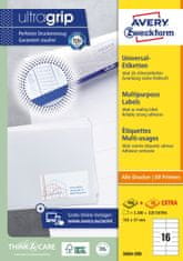 Avery Zweckform univerzalne etikete 3484-200, 105 x 37 mm, Ultragrip, 3200 + 320 brezplačnih etiket/zavitek, A4, za tiskanje